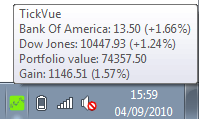 TickVue minimezed at the system tray.